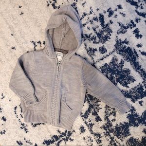 Gray Knit Zip-up Hoodie 12-18 months